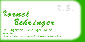 kornel behringer business card